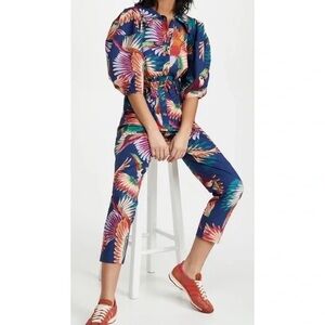 NWOT Farm Rio Toucans Tropical 🌴 Comfy Navy Colorful Jumpsuit S